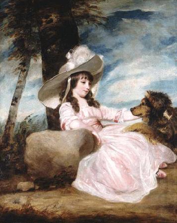 Sir Joshua Reynolds Portrait of Miss Anna Ward with Her Dog china oil painting image